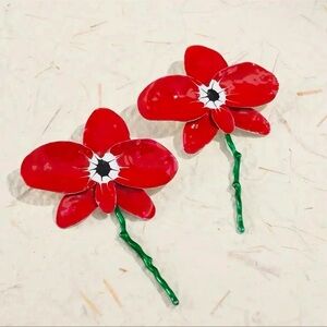 Zara Orchid Red Flower Earrings